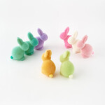 One Hundred 80 degrees Flocked Pastel Seated Bunny with Pom Pom Tail 8"