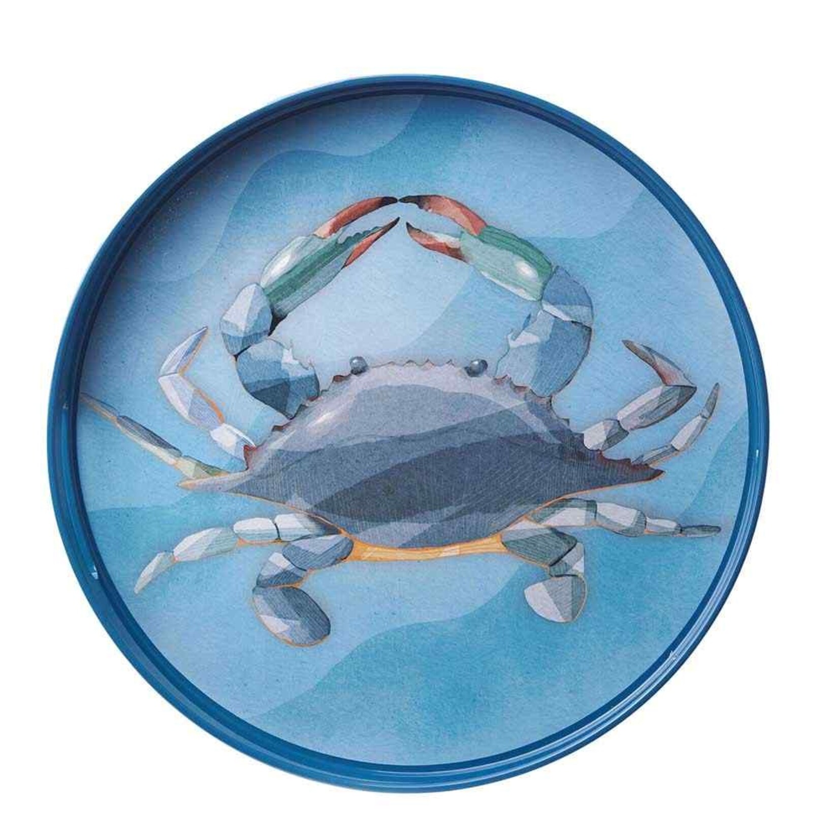 Rockflowerpaper Crab  Blue15 Inch Round Tray