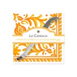 Le Cadeaux Le Cadeaux Sicily Orange Cocktail Napkin Set Of 20 with Mini Cheese Knife