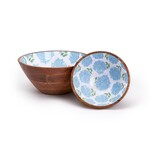 Two's Company Hydrangea Hand Crafted Wood Bowl -  Large