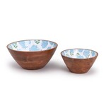Two's Company Hydrangea Hand Crafted Wood Bowl - Small