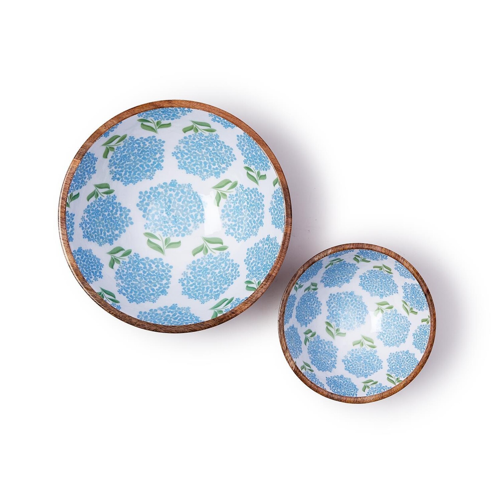 Two's Company Hydrangea Hand Crafted Wood Bowl - Small