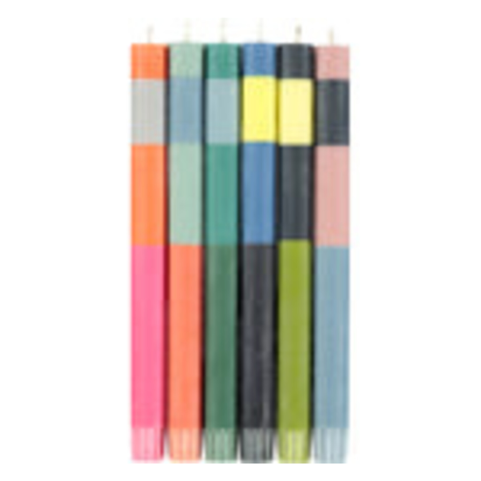 Designed in Colour Ltd. British Colour Standard Eco Dinner Candle Striped Abstract Gift Box of 6
