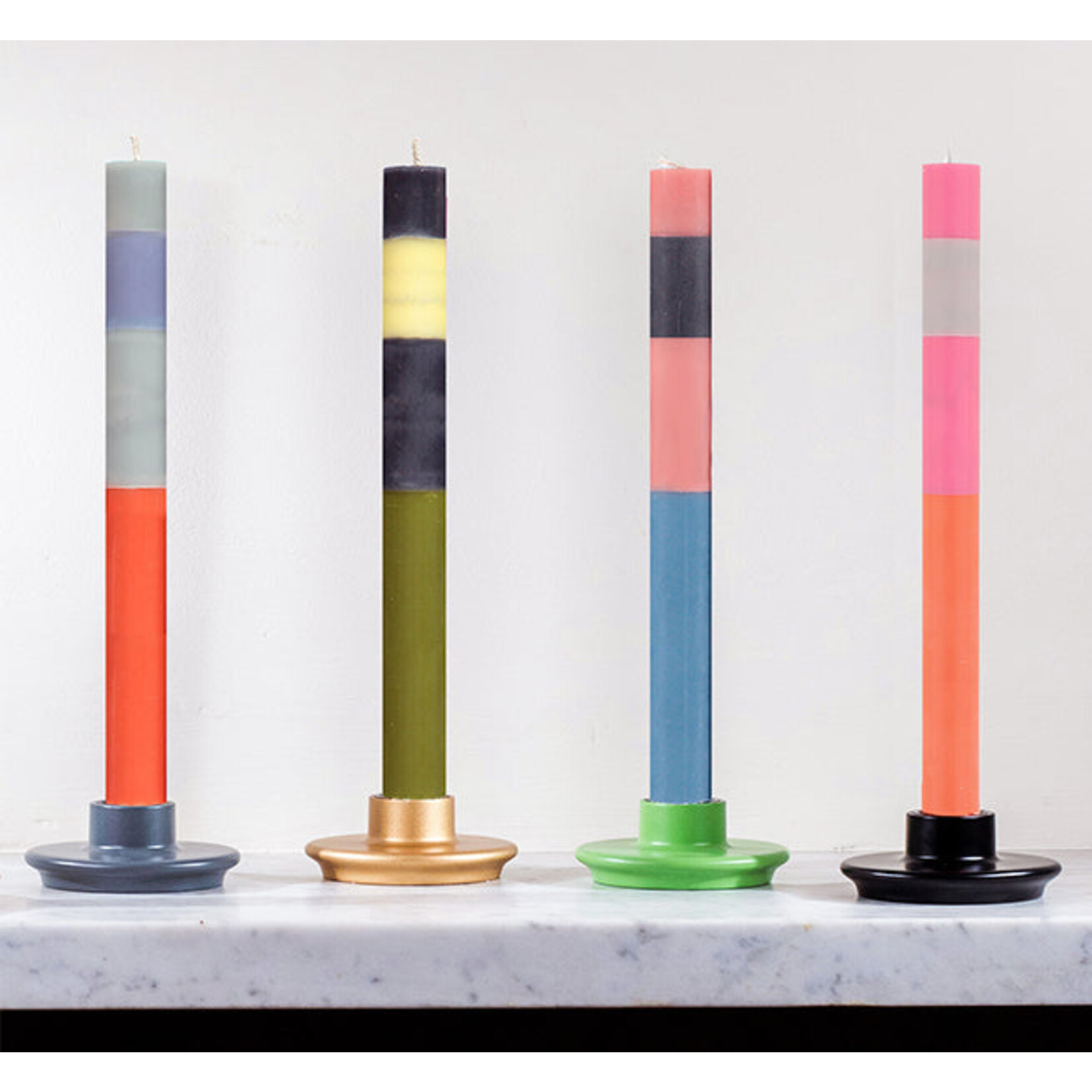 Designed in Colour Ltd. British Colour Standard Eco Dinner Candle Striped Abstract Gift Box of 6