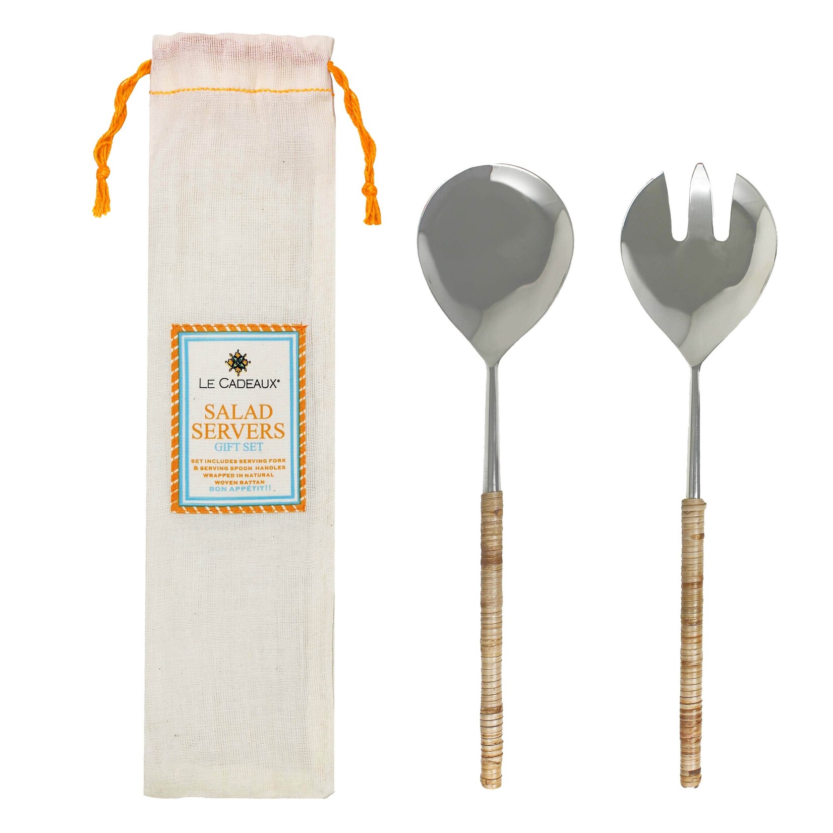 Le Cadeaux Le Cadeaux Natural Rattan Handled Salad Servers