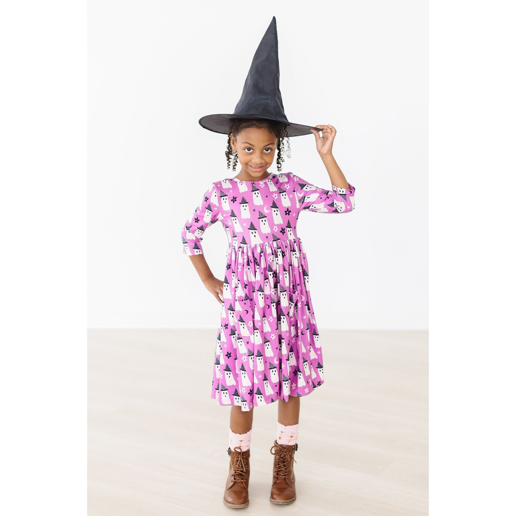 Mila & Rose Mila & Rose Witches Boo 3/4 Sleeve Pocket Twirl Dress-