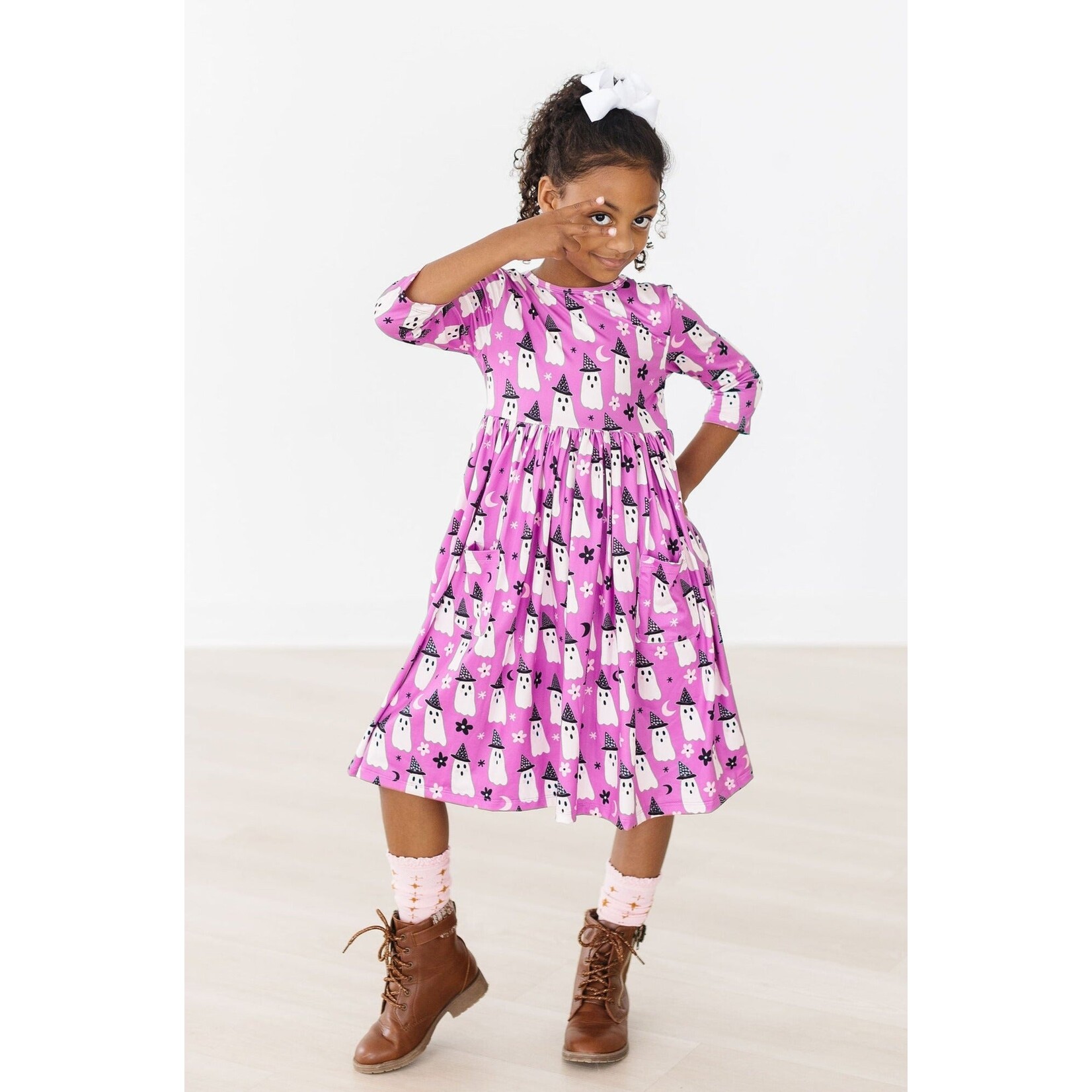 Mila & Rose Mila & Rose Witches Boo 3/4 Sleeve Pocket Twirl Dress-