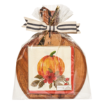 Sophistiplate Acacia Bevel Board Medium w/ Gold Spreader & Bow, Autumn Bouquet Napkin