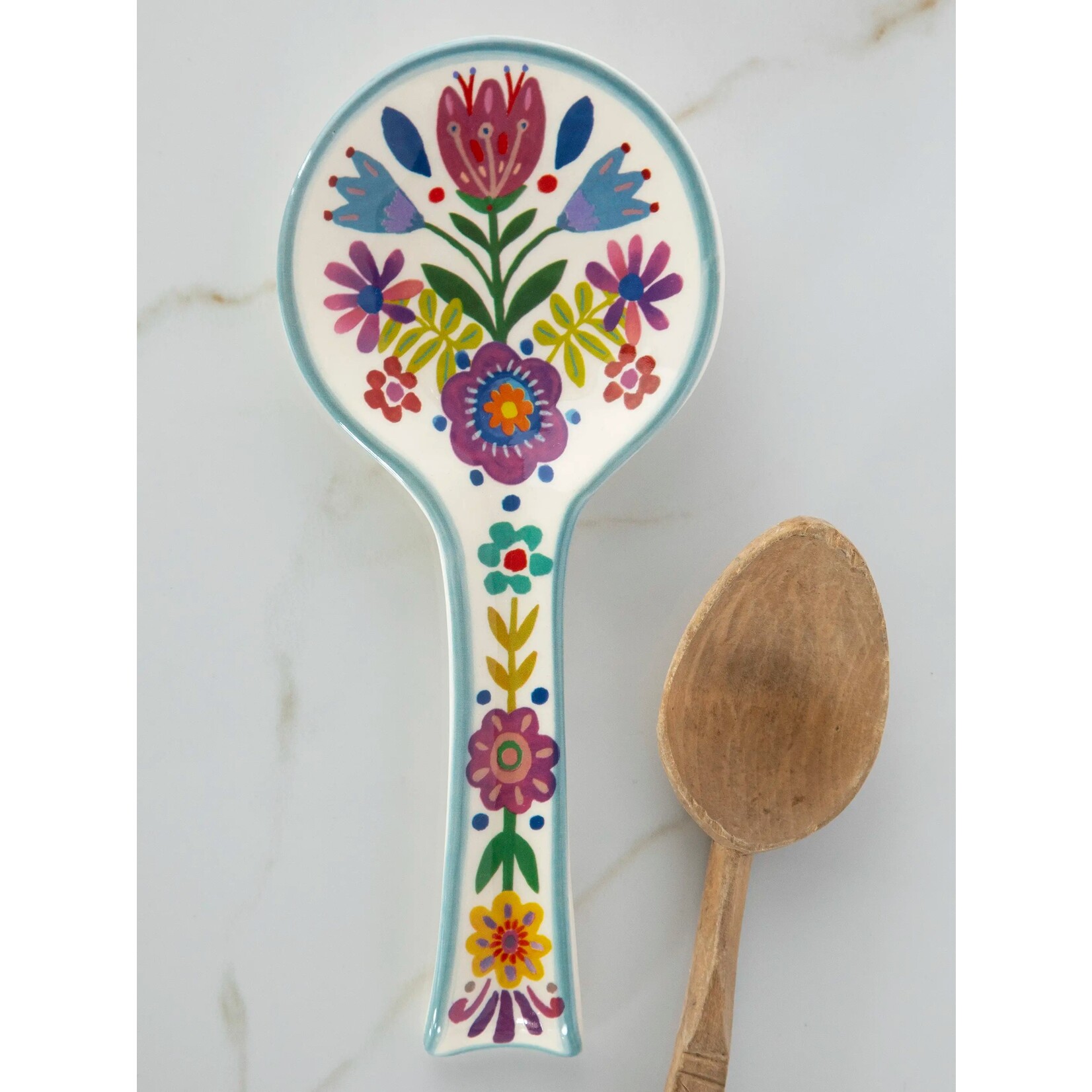 Natural Life Folk Flower Ceramic Spoon Rest