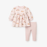 Elegant Baby Forest Family Organic Printed Fleece Dress + Rib Legging Set