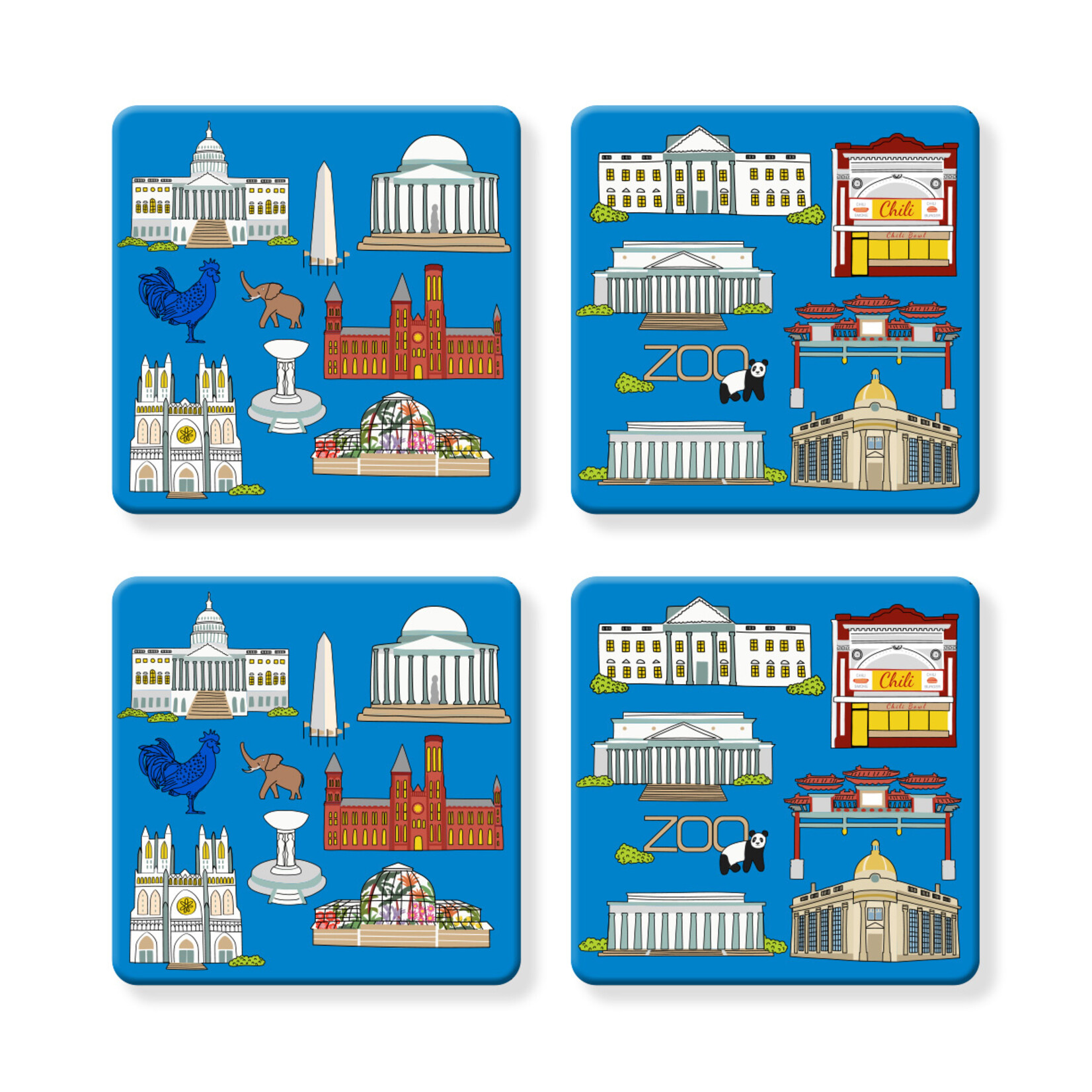 Naked Decor Naked Decor DC Proud Collection: Washington DC Landmarks Coasters - Set of 4