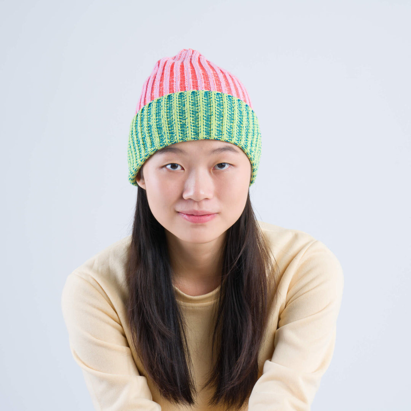 Verloop Verloop Big Stripe Beanie - Poppy Lilac