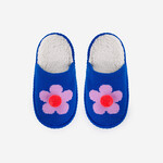Verloop Verloop Cobalt Flower Pom Slide Slippers - S/M