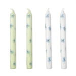 Two's Company Hydrangea Blooms Set of 2 Hand-Crafted Taper Candles with Pressed Hydrangea Flowers