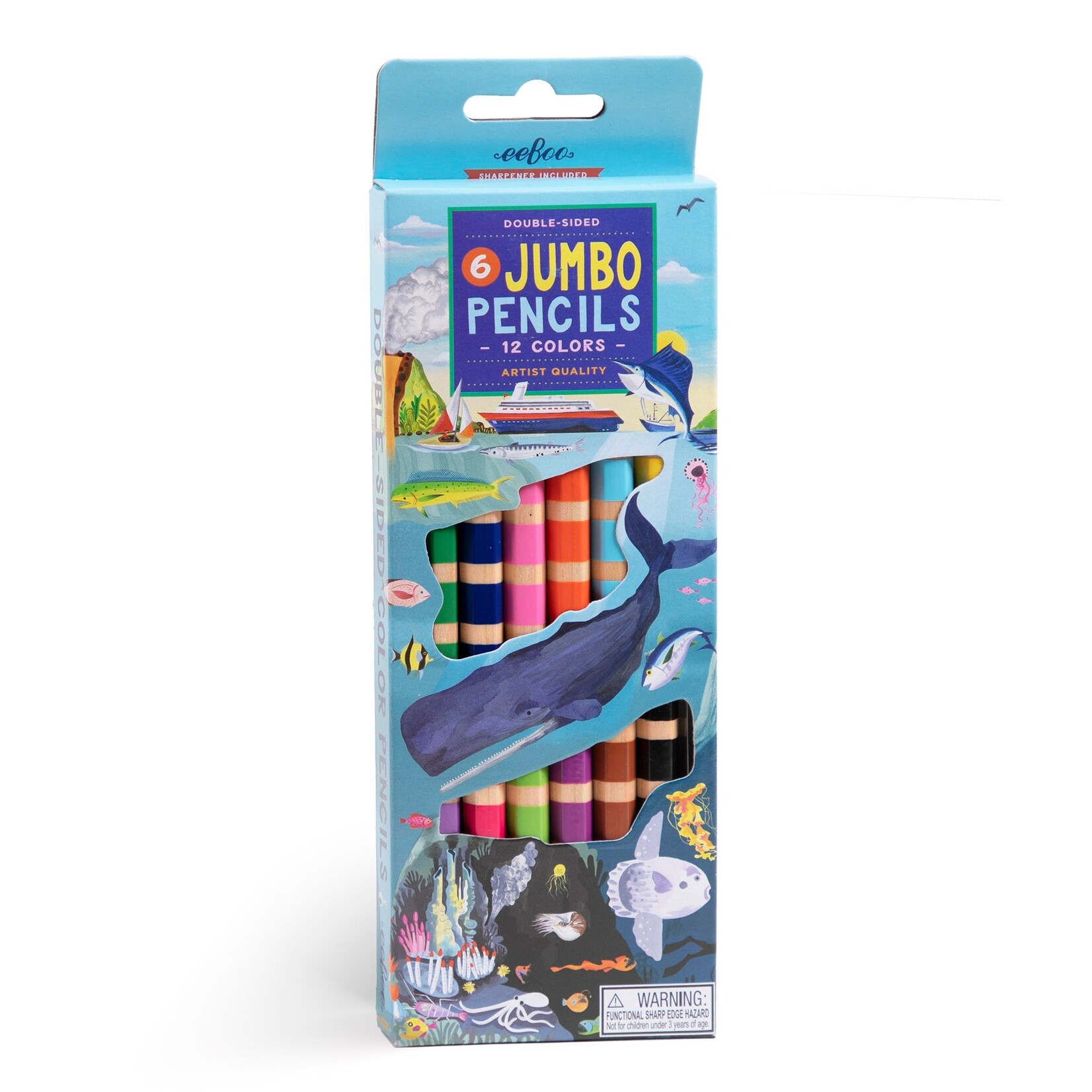 Eeboo Under the Sea 6 Jumbo Double-Sided Color Pencils
