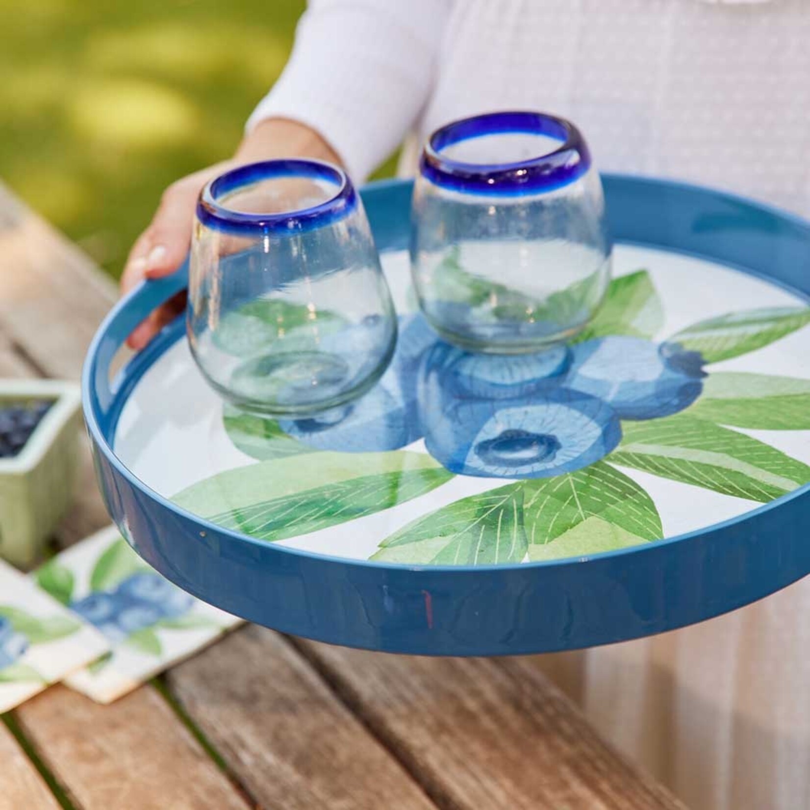 Rockflowerpaper Blueberry Bunch 15" Round Tray