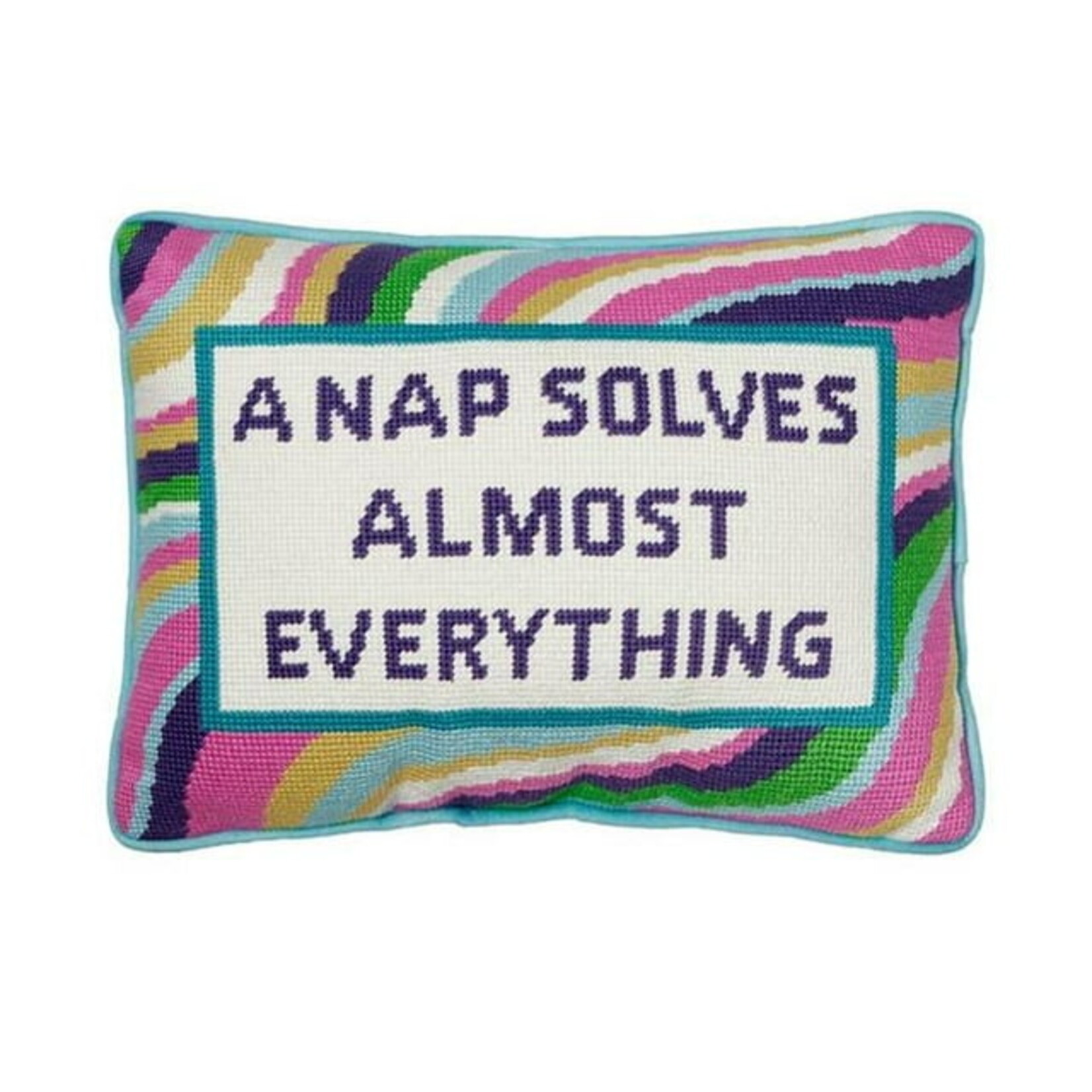 Peking Handicraft A Nap Solves Almost Everything Embroidered Pillow - 10"x14"