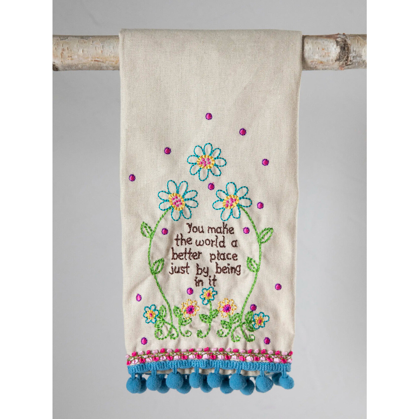 Natural Life Linen Embroidered Hand Towel
