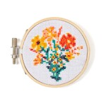 Kikkerland Flowers Mini Cross Stitch Embroidery Kit