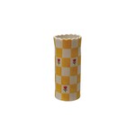 Hazel Mazel Red Tulip and Yellow Check Stoneware Vase