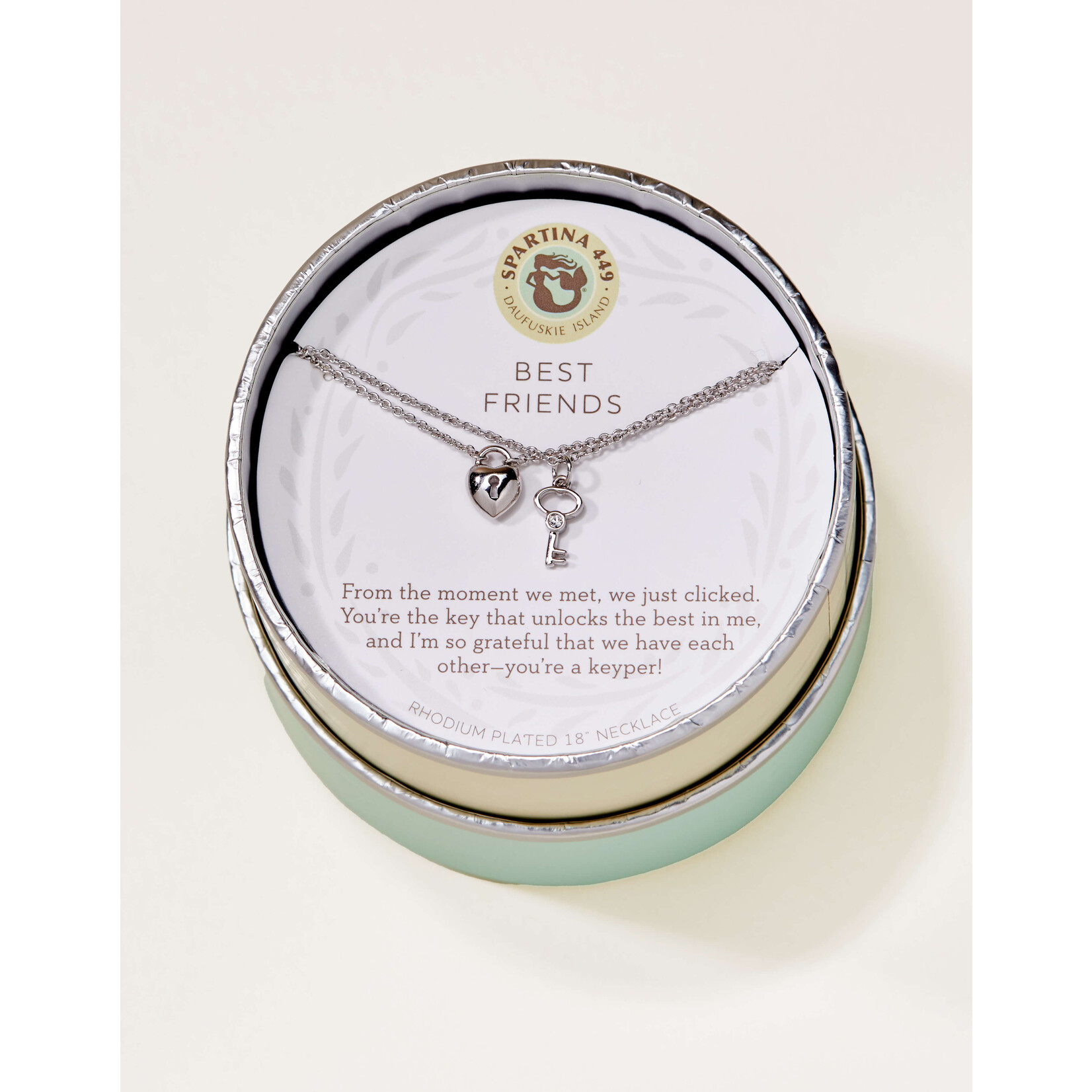 Spartina Sea La Vie Necklace 18" Best Friends/Heart Key (2 piece set)