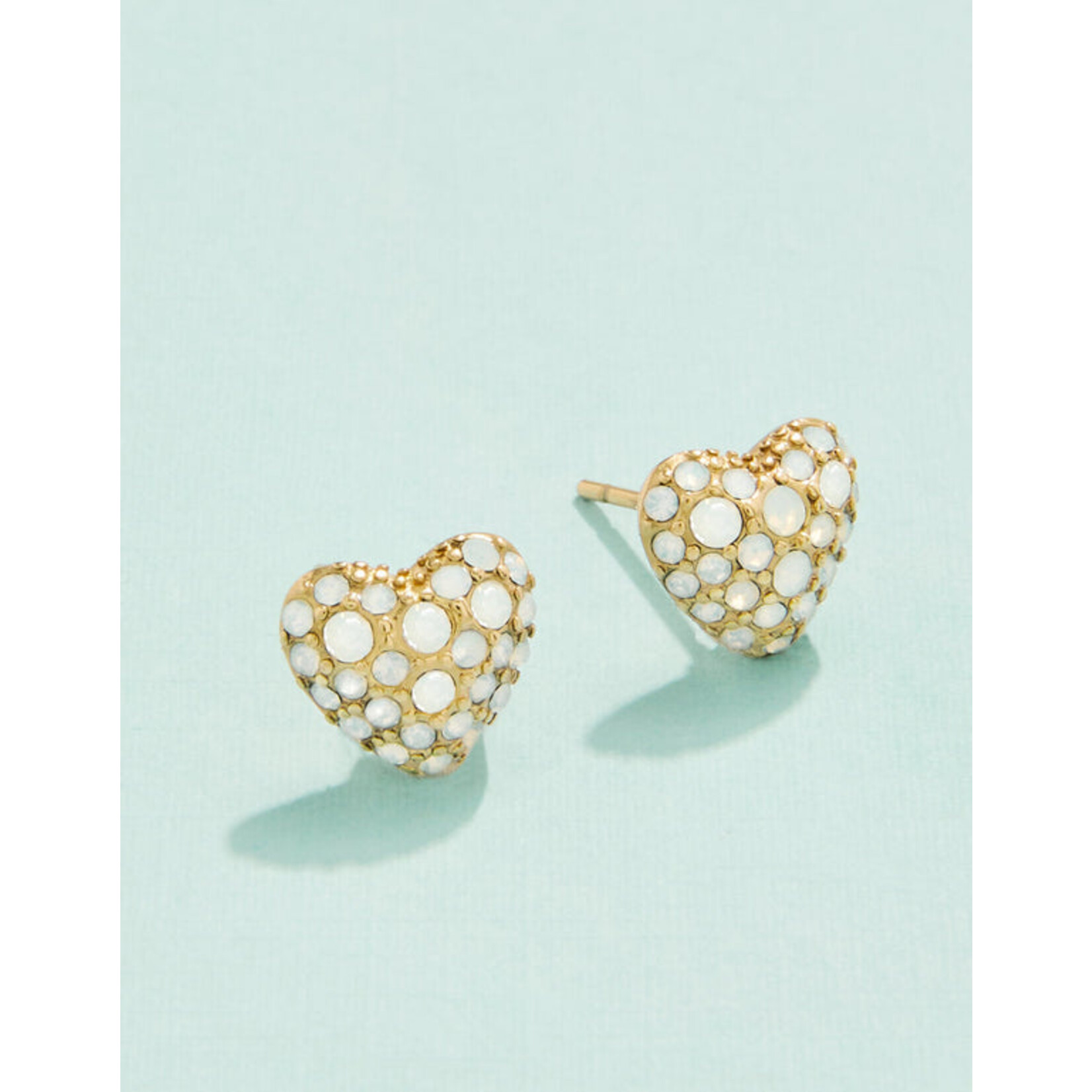 Spartina Sparkling Heart Stud Earrings White Opal