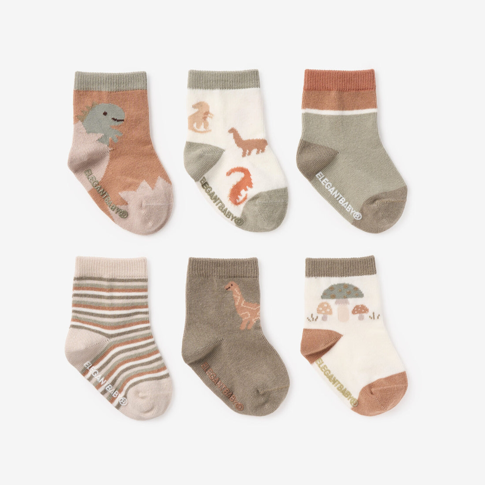 Elegant Baby Dinosaur Non Slip Baby Socks 6 PK