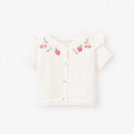 Elegant Baby Elegant Baby Strawberry Flutter Sleeve Hand-Embroidered Baby Cardigan