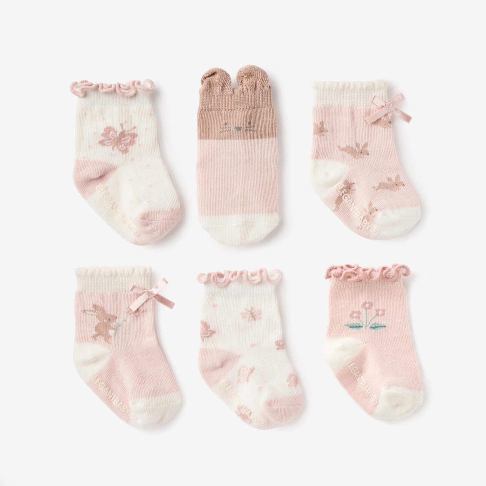 Elegant Baby Garden Picnic Non Slip Baby Socks 6pk