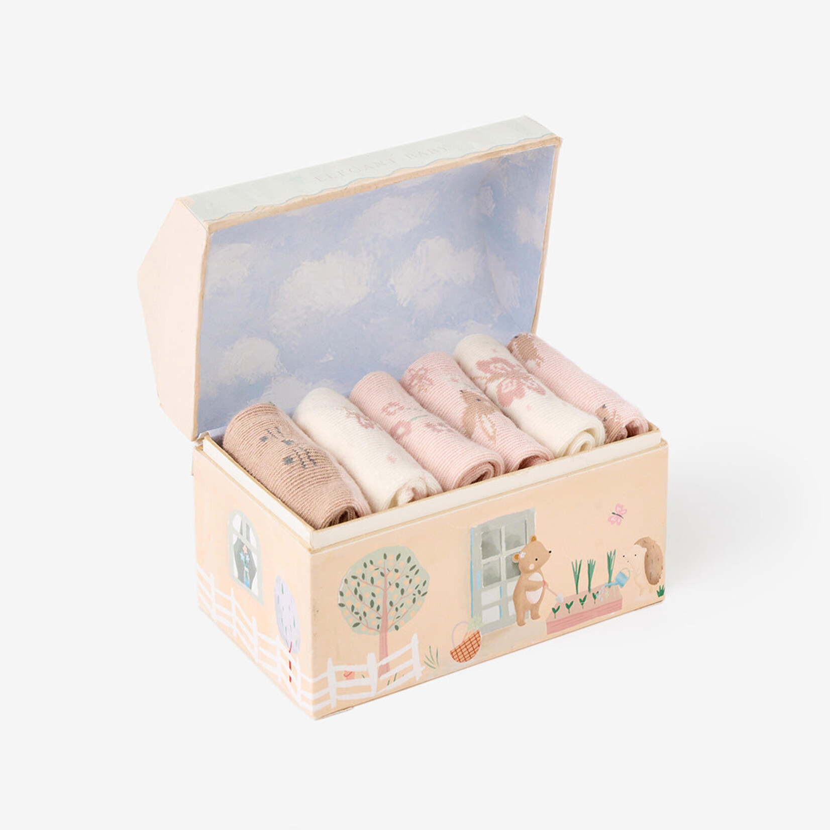 Elegant Baby Garden Picnic Non Slip Baby Socks 6pk