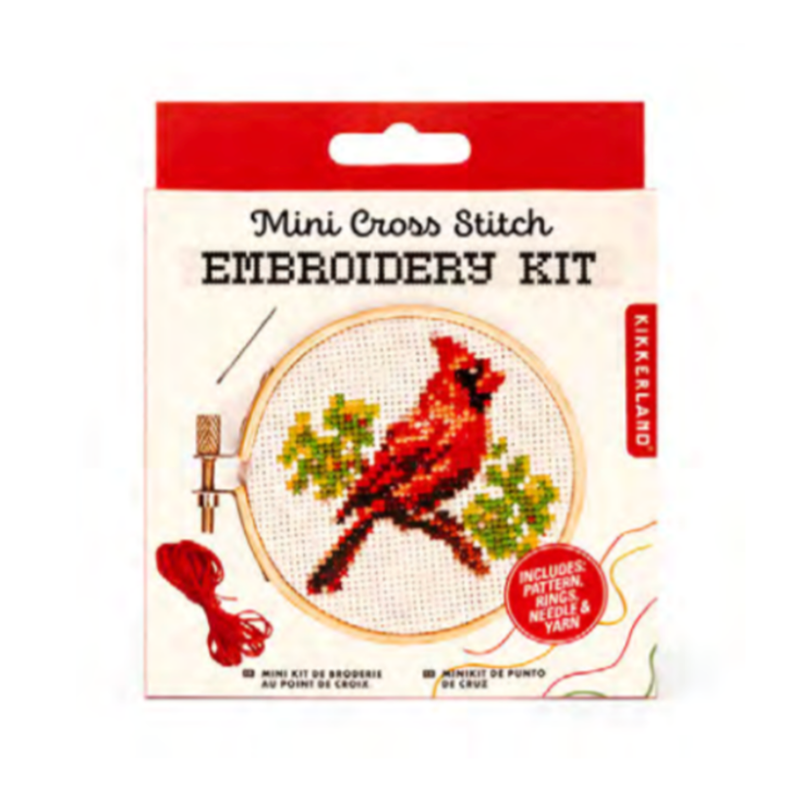 Kikkerland Cardinal Mini Cross Stitch Embroidery Kit