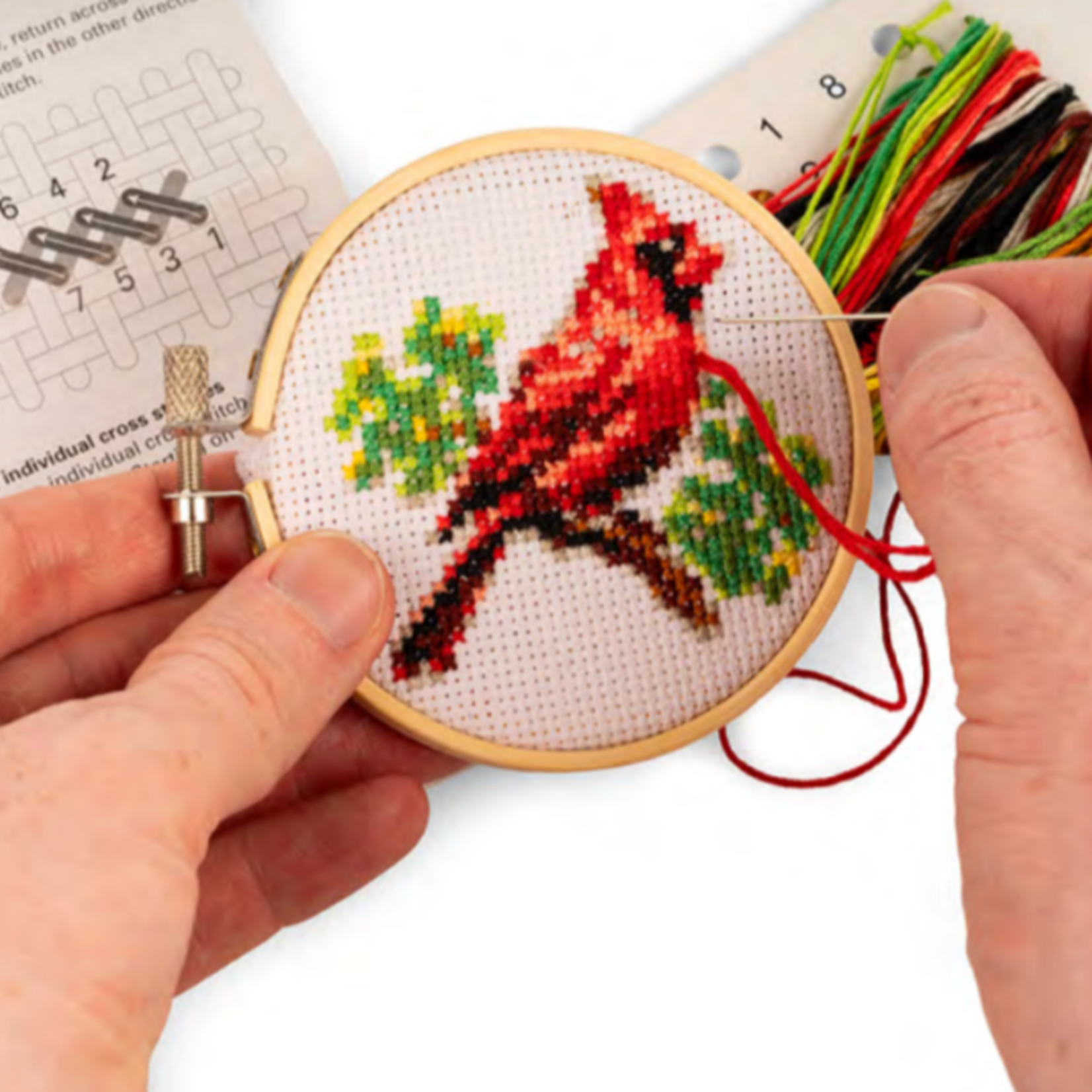 Kikkerland Cardinal Mini Cross Stitch Embroidery Kit