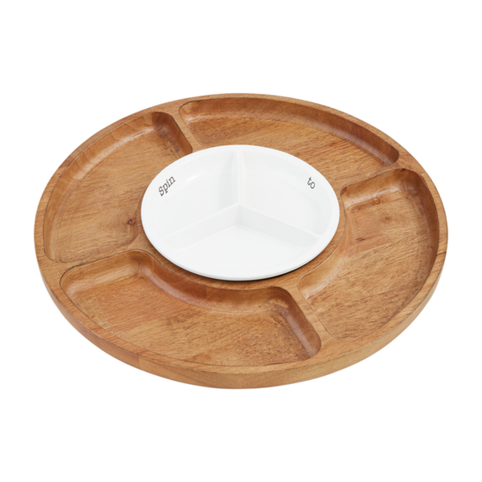 Mud Pie Wood Ceramic Lazy Susan - Spin to Win