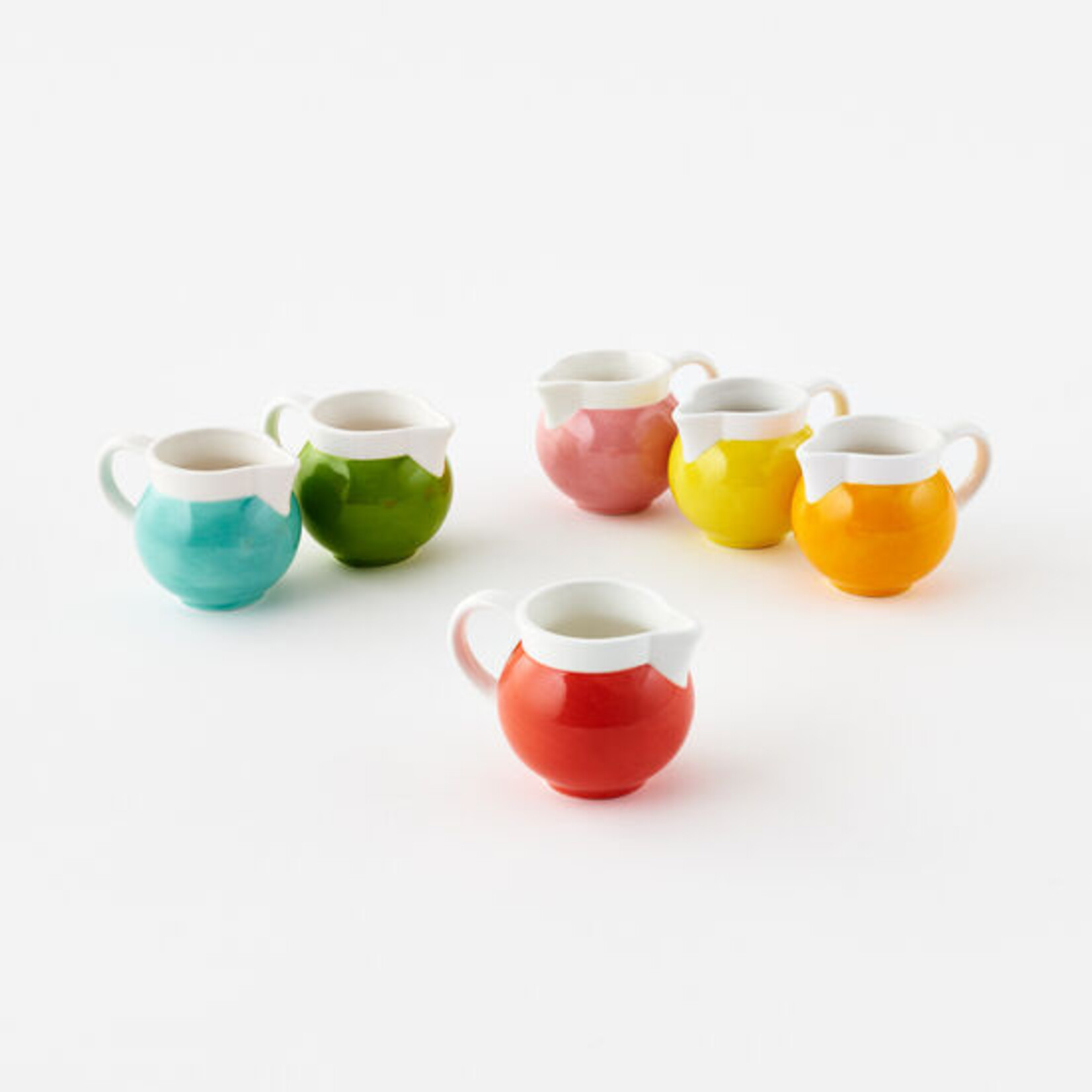 One Hundred 80 degrees Colorful Mini Ceramic Pitcher, 3.75"