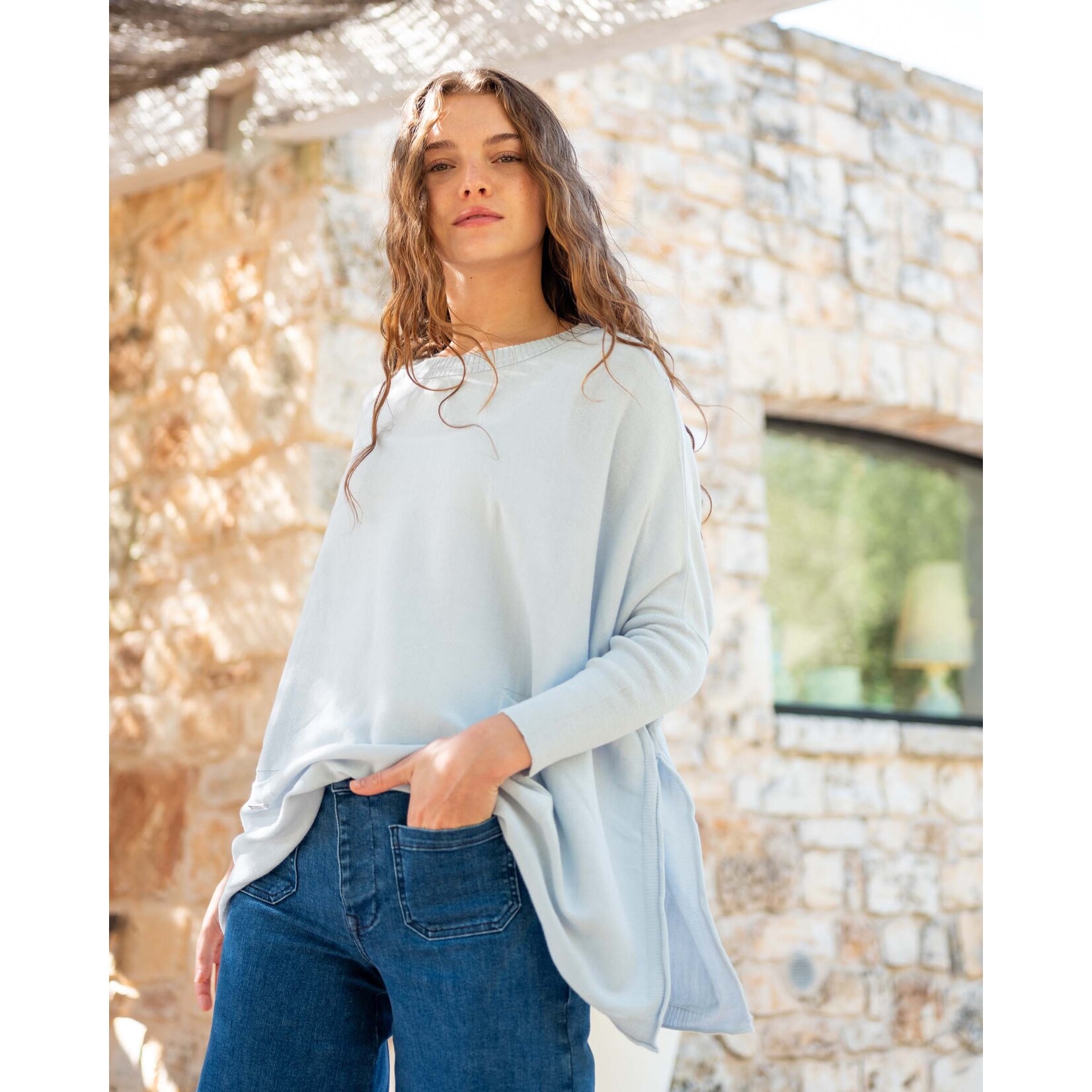 Mer-Sea Catalina Crewneck Sweater-Sky, Petite