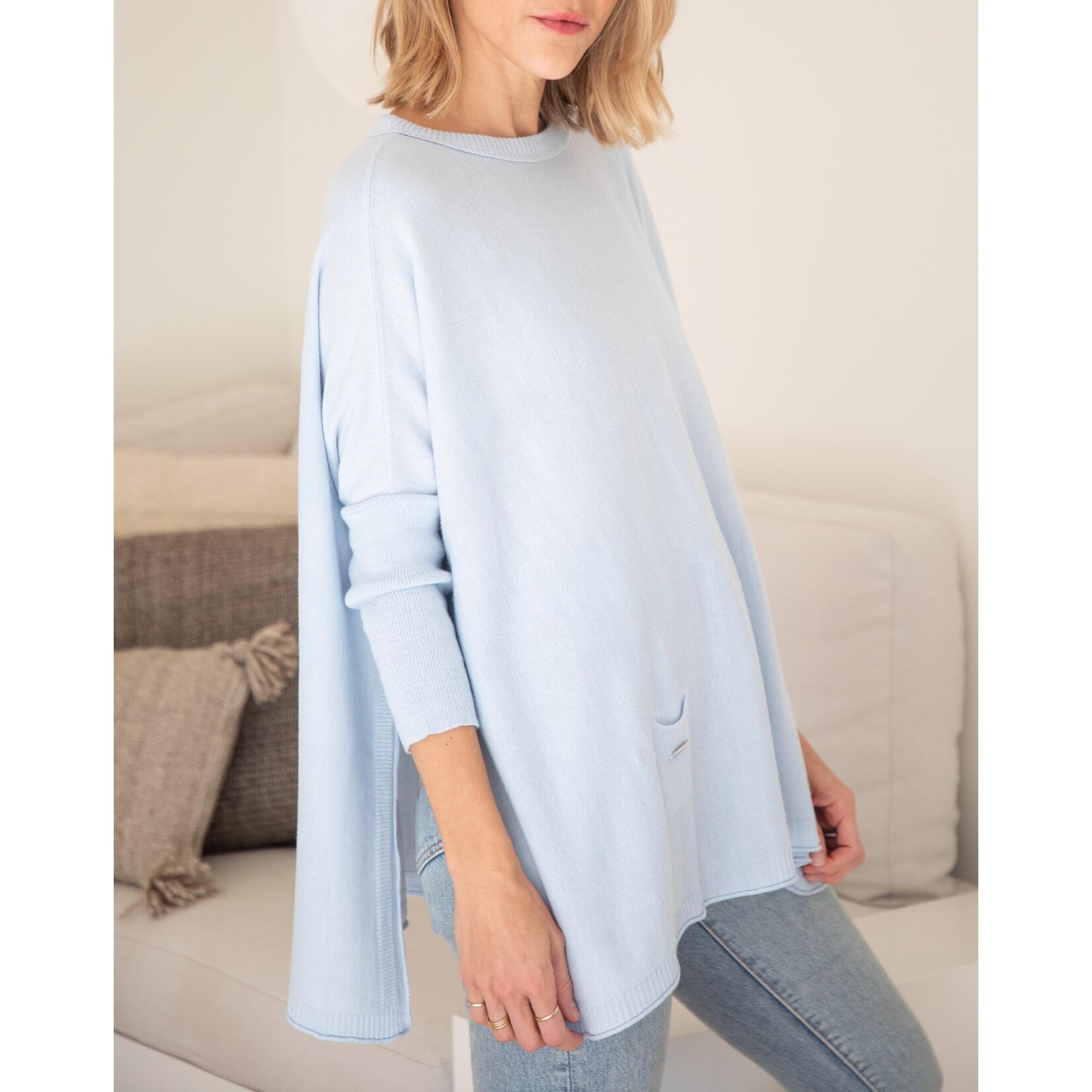Mer-Sea Catalina Crewneck Sweater-Sky, Petite