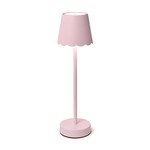 Two's Company Pink LED Cordless Table Lamp with Scalloped Edge Shade