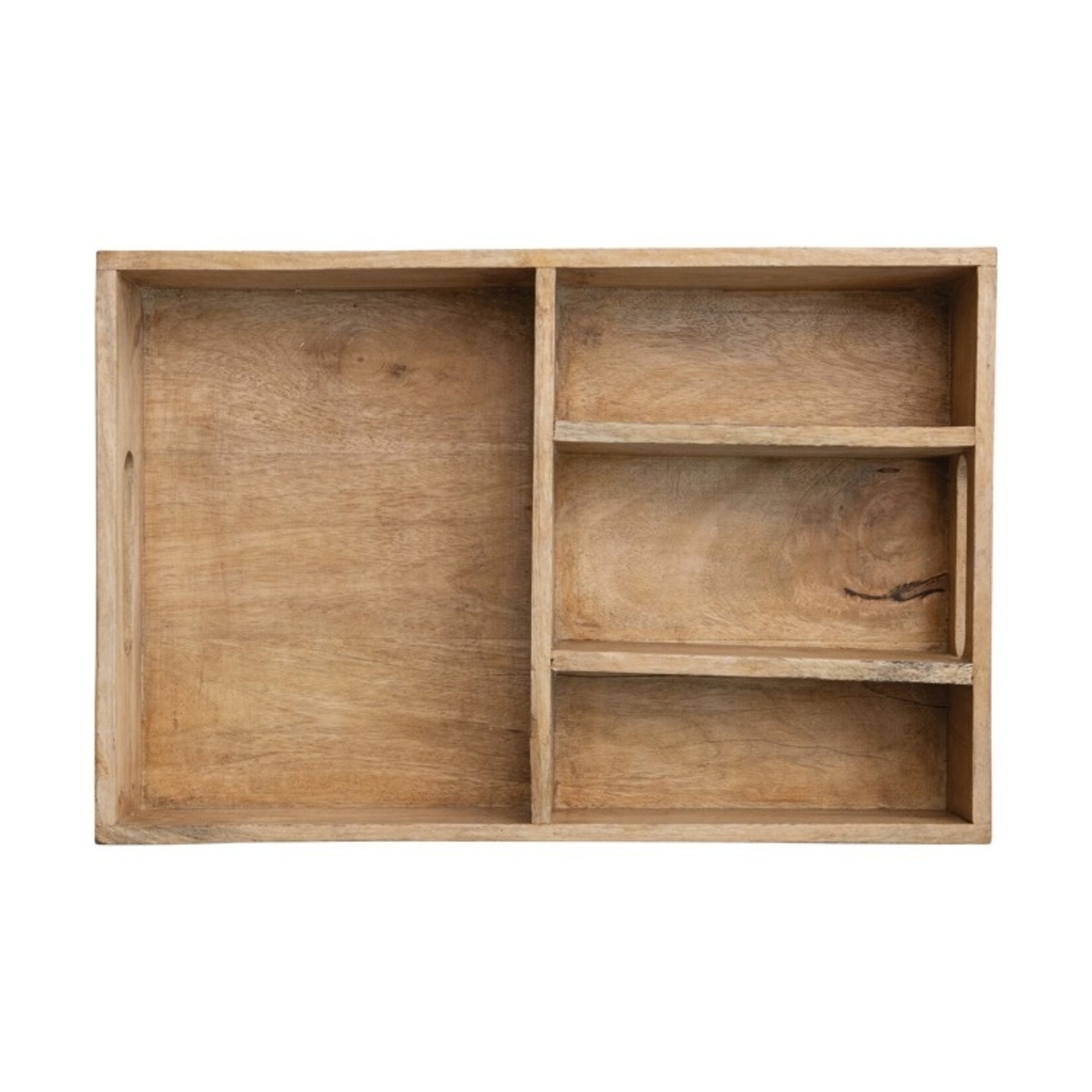 Hazel Mazel Mango Wood Tray with Handles and Sections