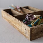 Hazel Mazel Mango Wood Tray with Handles and Sections