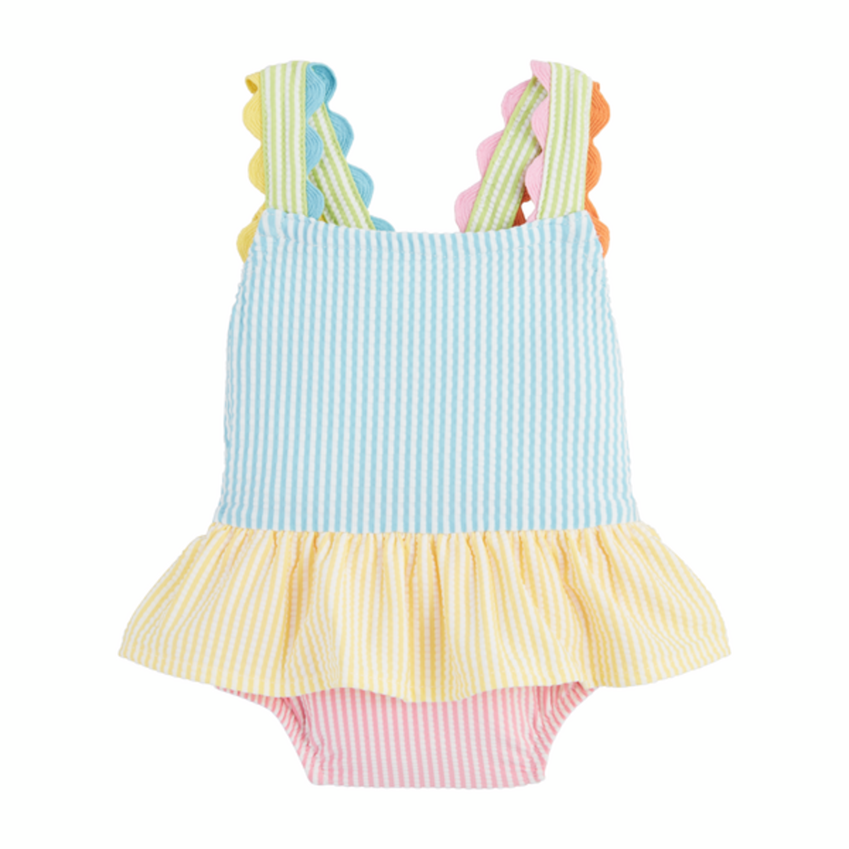Mud Pie Girls' Seersucker Ric Rac Swimsuit