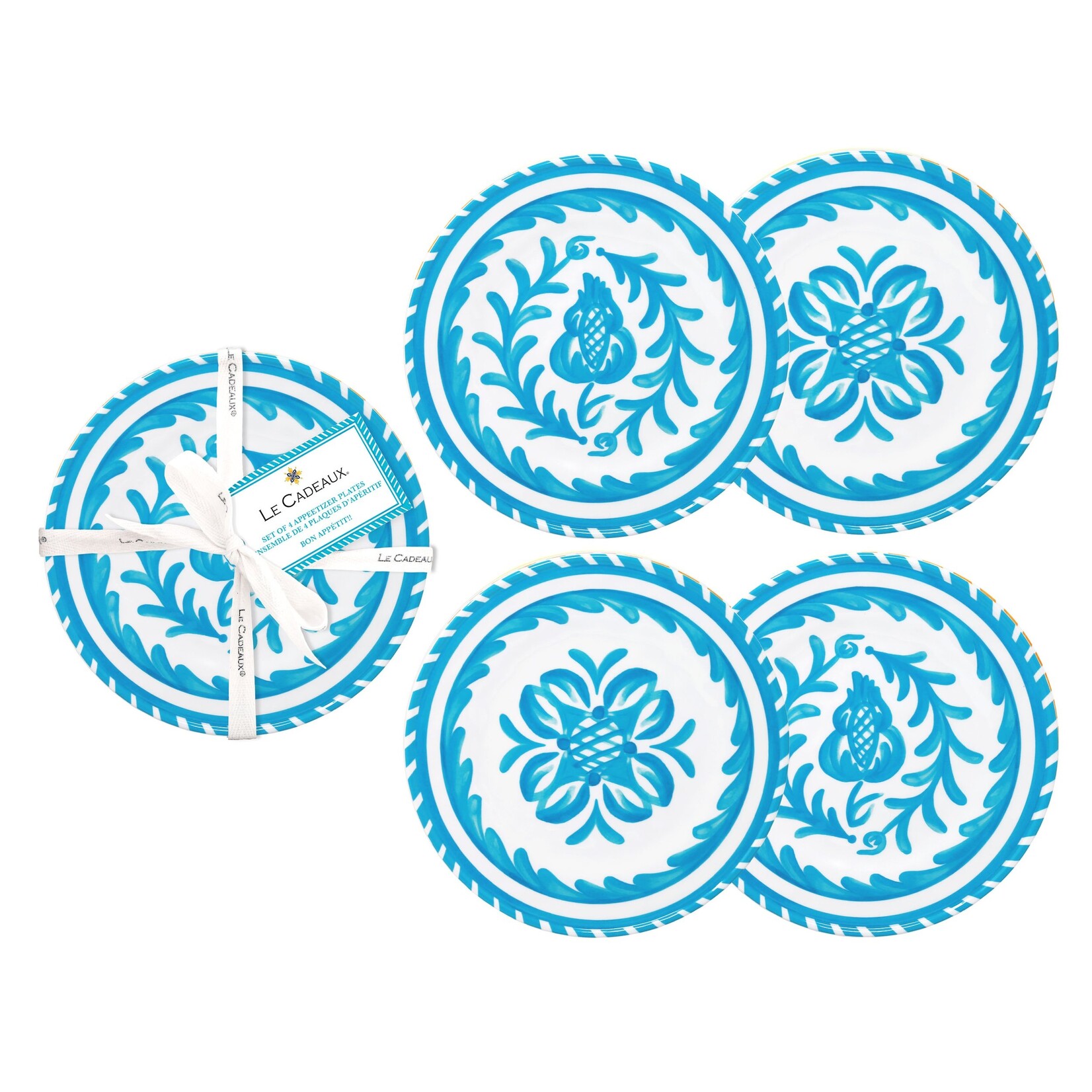 Le Cadeaux Le Cadeaux Sicily Teal Appetizer Plates Set of 4
