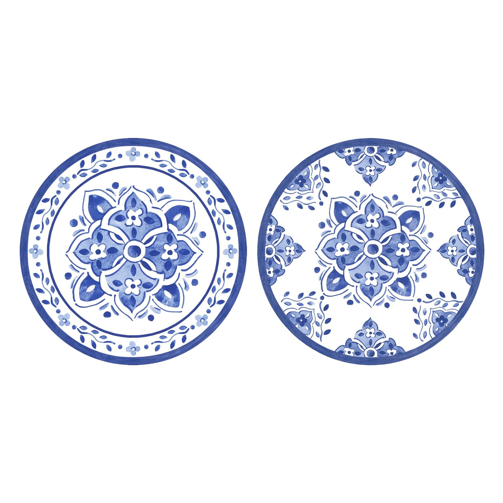 Le Cadeaux Decorative Printed 4" Coaster Set of 20 - Moroccan Blue