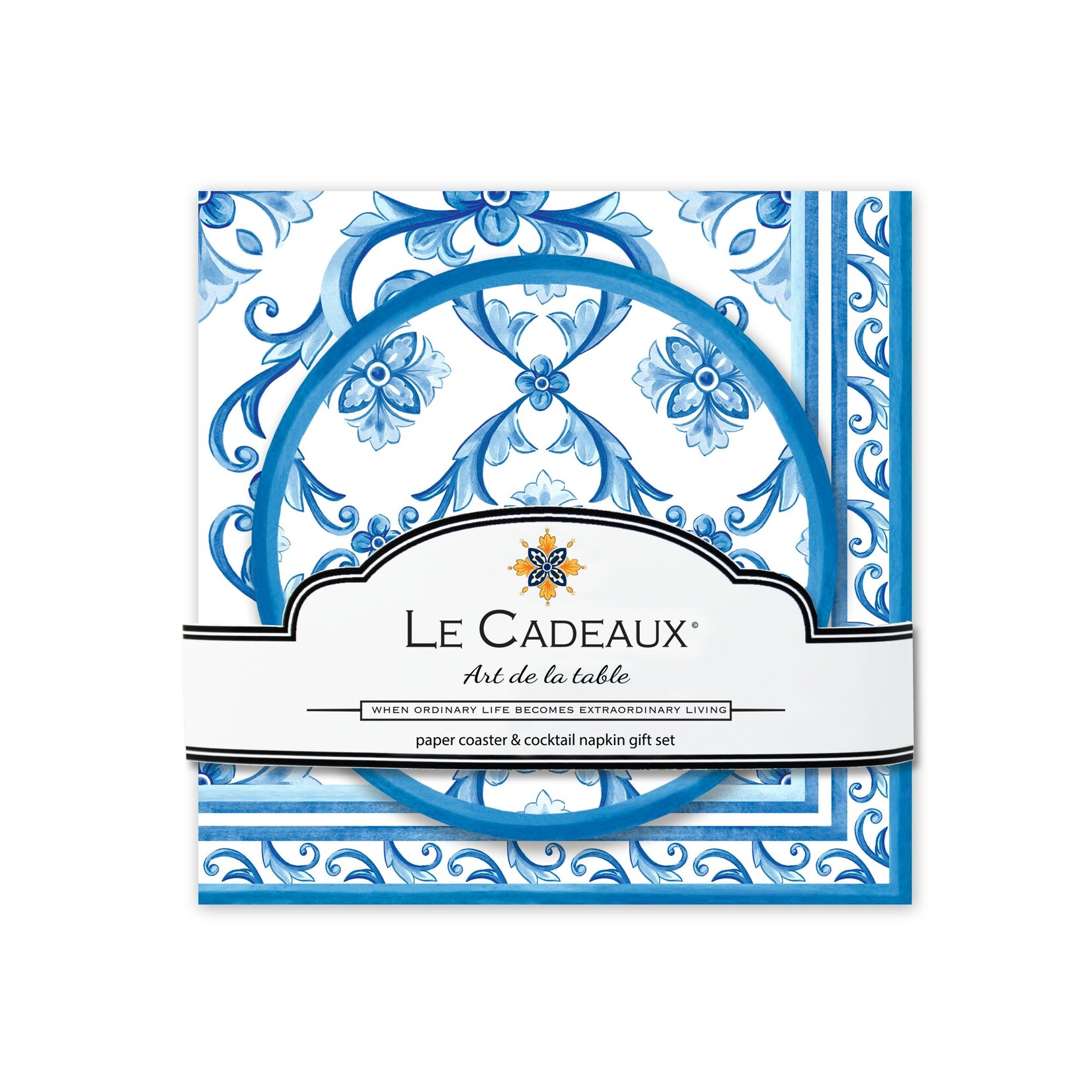 Le Cadeaux Le Cadeaux Mallorca Cocktail Napkins with Coasters - Set of 20 Each