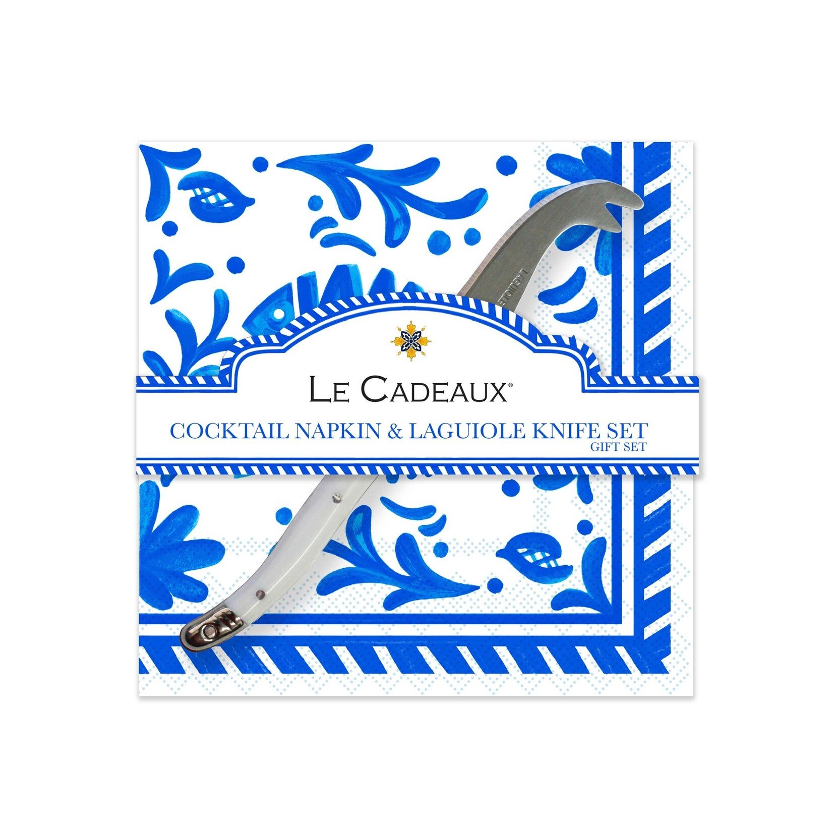 Le Cadeaux Le Cadeaux Mediterranean Cocktail Napkins Set of 20 with Mini Cheese Knife