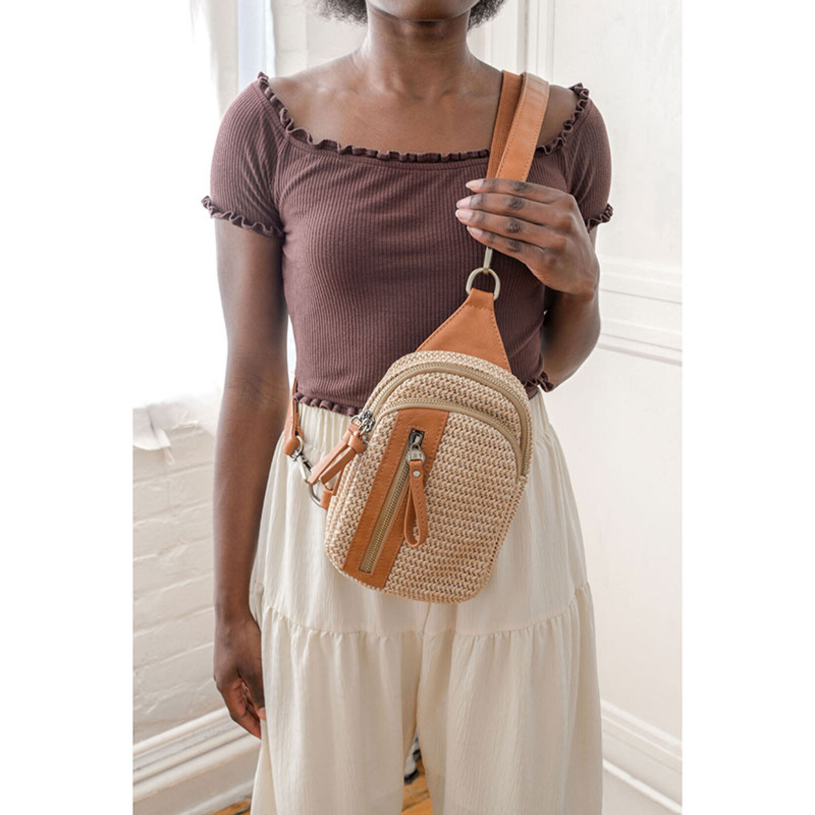 Joy Susan Joy Susan Natural Straw Skyler Sling Bag