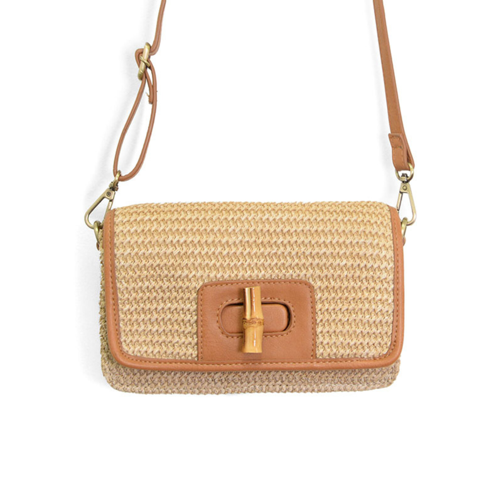 Joy Susan Joy Susan  Natural Straw Bonnie Mini Organizer Bamboo Turnlock Crossbody