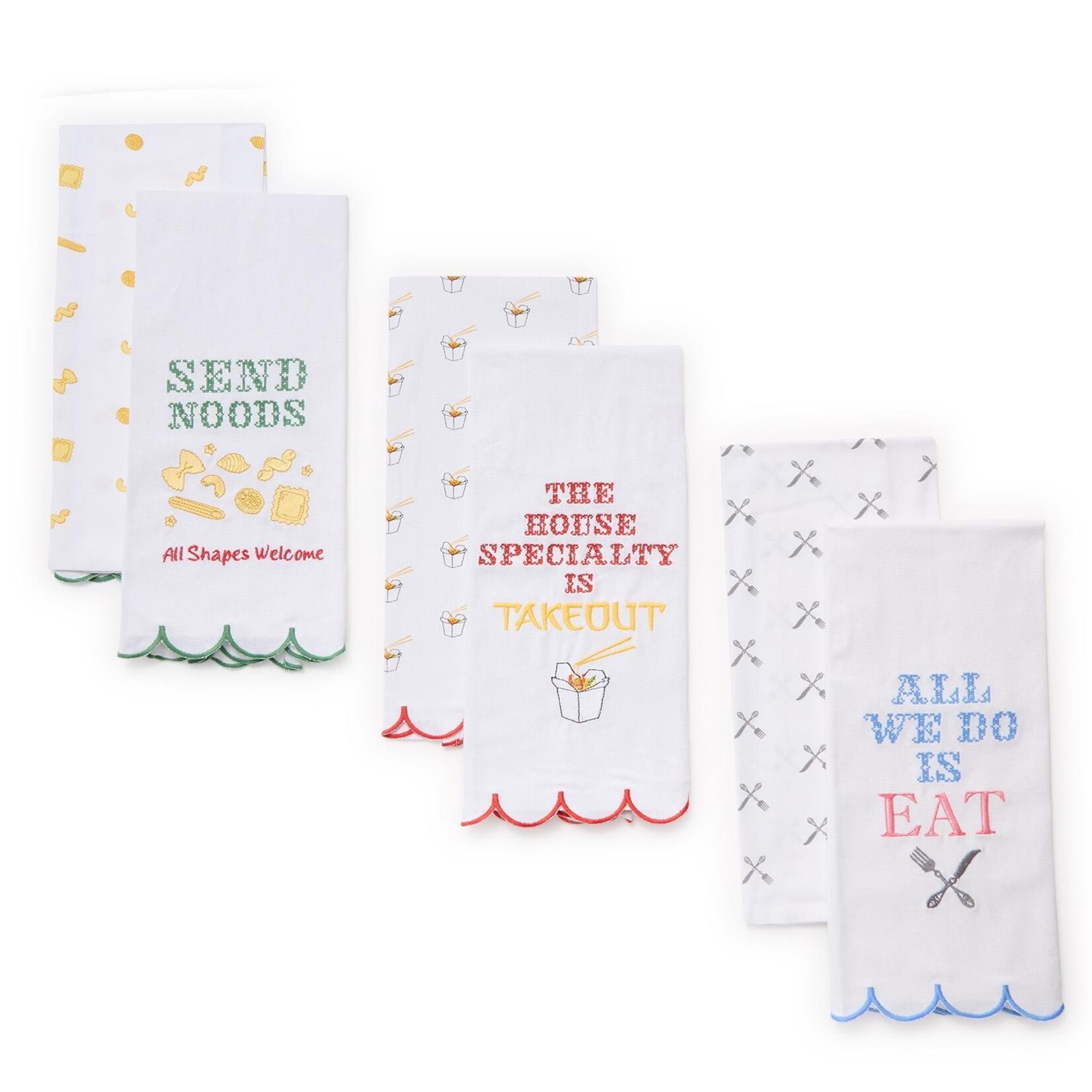 Two's Company Eating Kitchen Dish Towel Set Designed by Boyar Gifts NYC Set of 2
