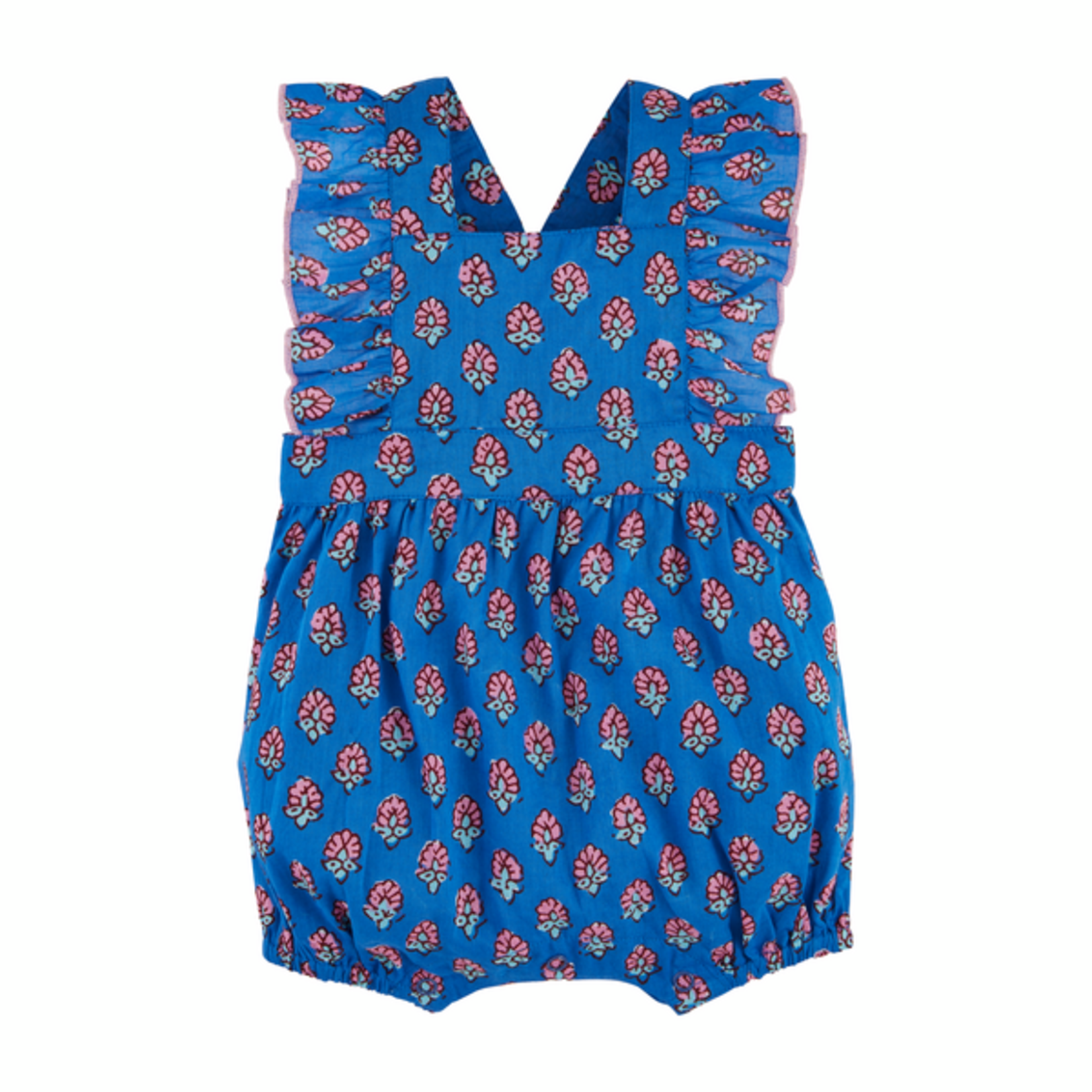Mud Pie Ruffle Block Print Baby Romper