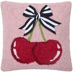 Peking Handicraft Cherries With Ribbon Hook Pillow  10x10