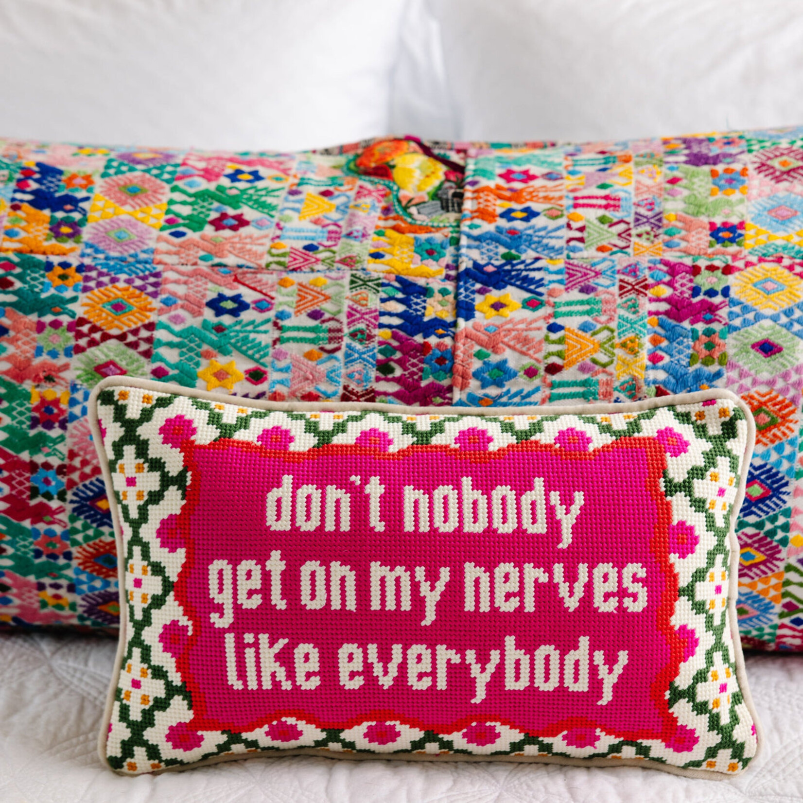 Furbish Get On My Nerves Needlepoint Pillow